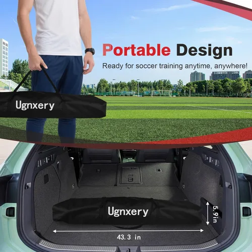 Vista 5 de Portería de fútbol portátil, red desmontable de 12 x 6 pies para patio trasero, equipo de entrenamiento de configuración rápida con 1 bolsa