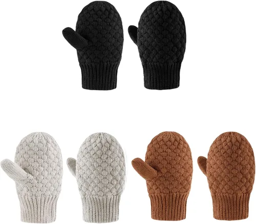 Vista 12 de Guantes de punto para bebés, niños y niñas, guantes de invierno para recién nacidos, guantes de 0 a 3 años