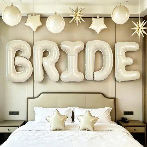 Vista 10 de TONIFUL 40 Inch Giant Bride Balloon Bachelorette Party Decorations with Blue White Balloons White BRIDE Letter Mylar Foil Balloons Banner for Bride