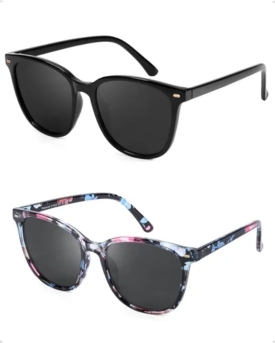 Vista 24 de FIMILU Paquete de 2 lentes de sol polarizados para mujer, lentes de protección UV400, montura grande, lentes de moda, elegantes