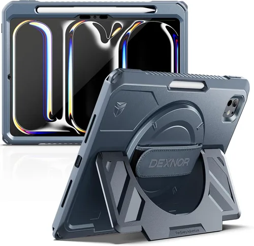 Vista 21 de Dexnor Funda para iPad mini 7 (A17 Pro) 2024/mini 6 2021 de 8.3 pulgadas, funda protectora resistente con correa de mano giratoria de 360° y soporte