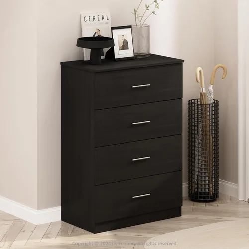 Vista 7 de Furinno Frans Mesa consola de diseño simple con 3 cajones para entrada, sala de estar, americano
