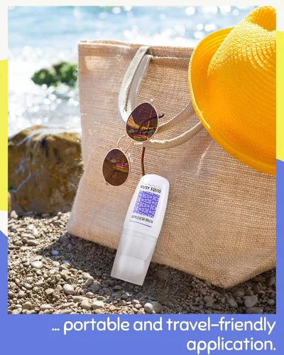 Vista 6 de Juego de 2 cepillos de protección solar recargables para la cara, aplicador de viaje de 2 onzas para SPF líquido, reaplicación sin desorden