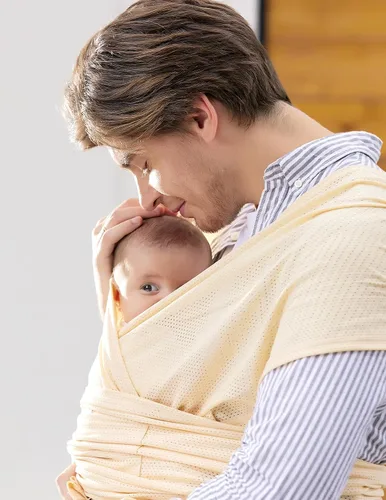 Vista 7 de Momcozy Portabebés AirMesh – El cabestrillo de verano perfecto para recién nacidos a niños pequeños de 8 a 35 libras – Envoltura de bebé de tela