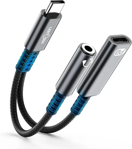 Vista 8 de LERTOSEN Adaptador USB C a 3.5mm para Auriculares y Cargador, 2 en 1 USB C a Conector de Audio Auxiliar con Cable de Carga Rápida PD para iPhone 17
