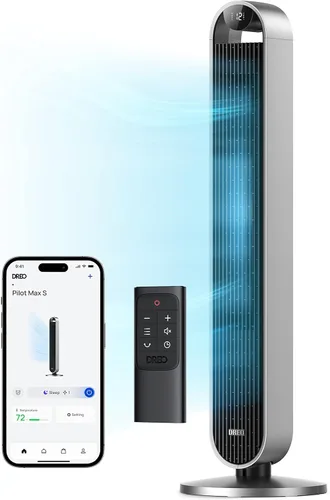 Vista 5 de Dreo Ventiladores de torre, enfriador de aire evaporativo de 40 pulgadas y ventilador oscilante sin aspas de 42 pulgadas con controles remotos