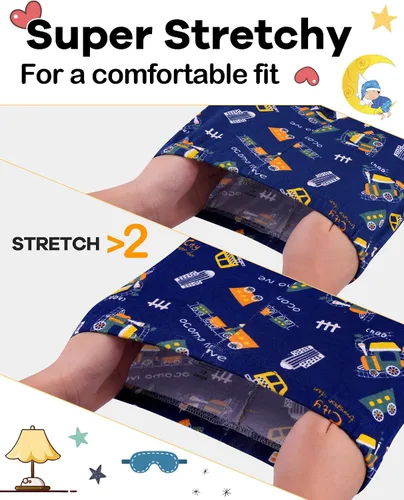 Vista 3 de KOBERO Boys Pajamas 4 Pieces Long Set 100% Cotton Sleepwear Size 18 Months-12 Years