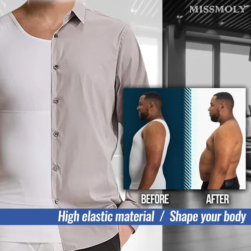 Vista 5 de MISS MOLY Men's Compression Shirts Long Sleeve Shapewear Body Shaper Slimming Undershirt