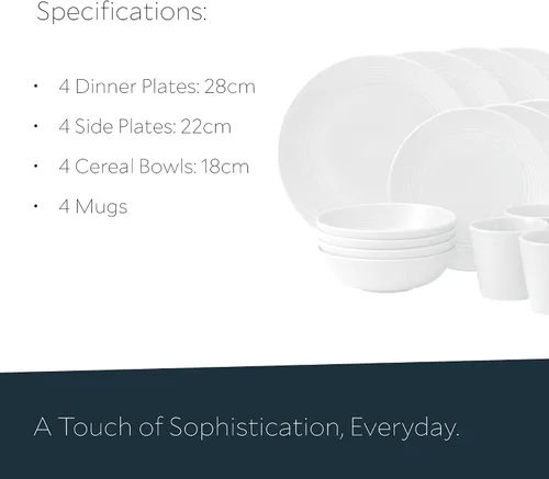 Vista 5 de Royal Doulton Exclusivo para Gordon Ramsay Maze - Juego de vajilla blanca de 16 piezas Blanco