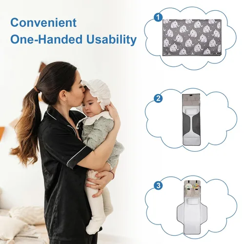 Vista 6 de Cambiador de pañales para niños pequeños, extra largo, grande, ligero, de 31 x 24.2 pulgadas, diseño lindo de 1 a 36 meses, plegable, cambiador