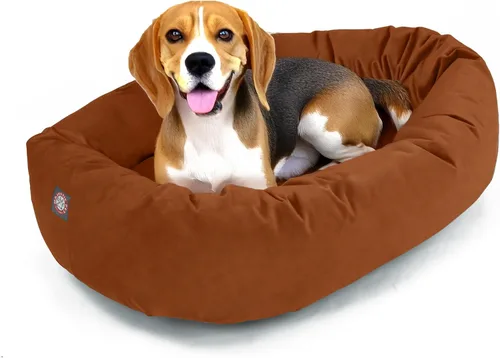 Vista 14 de Majestic Pet Cama para Perros de 52 Pulgadas de Ante Calmante Lavable 52x35x11 (Pulgadas) – Acogedora Cama Redonda para Perros con Forma de Dona