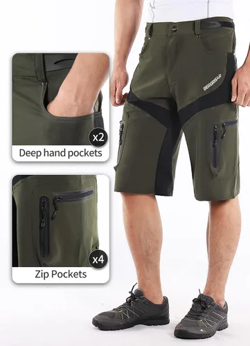 Vista 5 de BERGRISAR Pantalones cortos de ciclismo para hombre, corte holgado, con 6 bolsillos