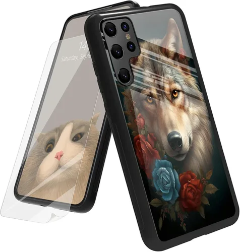 Vista 101 de Funda para Samsung Galaxy A12 5G con protector de pantalla, parte trasera de vidrio templado + TPU de silicona suave que absorbe los golpes
