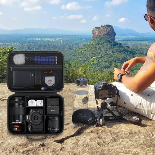 Vista 9 de Canboc Funda de transporte para cámara Sony Alpha ZV-E10/ZVE10 II/ZV-E1/7 IV/ 7R V/ 6700/ a6400/ Canon EOS Rebel T7/R50/R50 V sin espejo, bolsa
