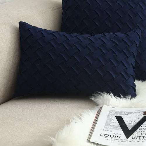 Vista 24 de vctops Funda de Almohada Decorativa con Patrón de Tejido de Canasta Boho, Gamuza Súper Suave, Funda de Cojín de Acento Cuadrada Sólida para Sillón