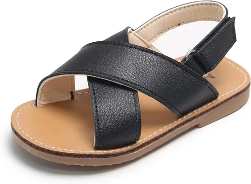 Vista 3 de DADAWEN - Sandalias para niña, para no mojarse, de verano, con tiras cómodas y planas (niñas pequeñas)