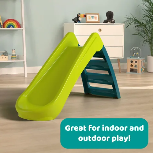 Vista 3 de Fun N Fold Slide para niños, juego para interiores o exteriores con escalones anchos y superficie deslizante suave para un juego activo seguro
