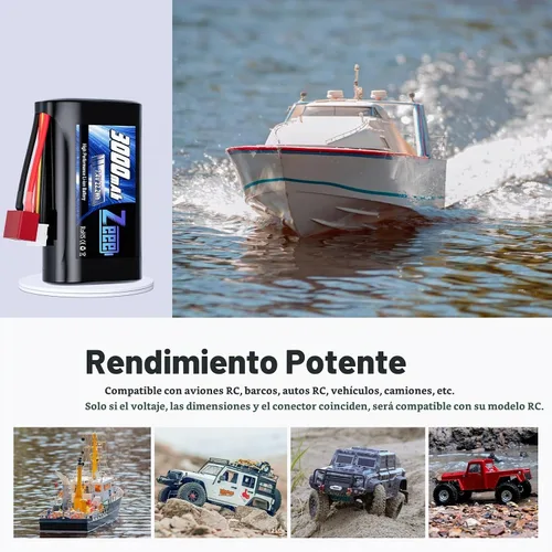 Vista 6 de Zeee 2S Li-ion Batería 3000mAh 7.4V T Conector con cargador de batería 7.4V