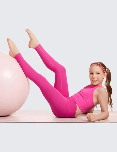 Vista 2 de CRZ YOGA Butterluxe - Leggings deportivos de longitud completa para niñas, pantalones de cintura alta para niños, pantalones de descanso para niñas