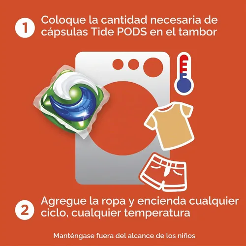Vista 3 de Tide PODS con detergente líquido Downy, April Fresh, 12
