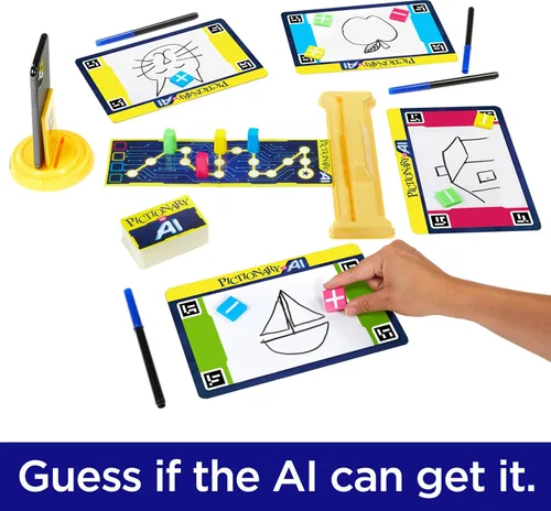 Vista 5 de Mattel Games Juego familiar Pictionary vs. AI para niños, adultos y familias con inteligencia artificial para 2 a 4 jugadores