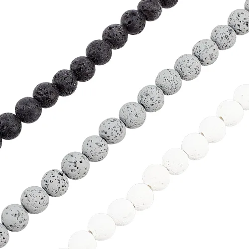 Vista 9 de OLYCRAFT 488 cuentas de roca volcánica de 0.236 pulgadas – 8 colores Chakra Energy Lava piedras preciosas redondas sueltas para hacer joyas
