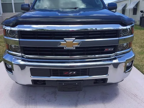 Vista 7 de Rejilla de acero inoxidable y pintura electrostática negra para insertar en defensa de 2015+ Chevy Silverado 2500 3500 HD Edición "Z-71