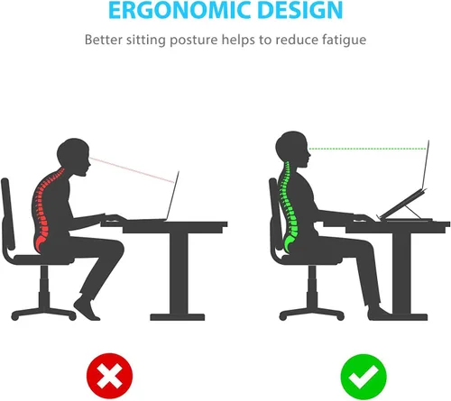 Vista 8 de Soporte portátil para laptop, elevador de monitor SAIJI , bloqueador de altura y ángulo ajustable, escritorio de pie plegable, soporte ligero