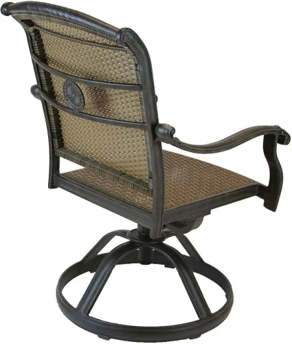 Vista 4 de Santa Clara - Juego de 4 sillas de comedor giratorias para patio, aluminio fundido de bronce oscuro
