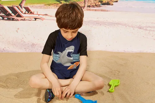 Vista 7 de PHIBEE Traje de baño de una pieza con protección solar UPF 50+ para niños