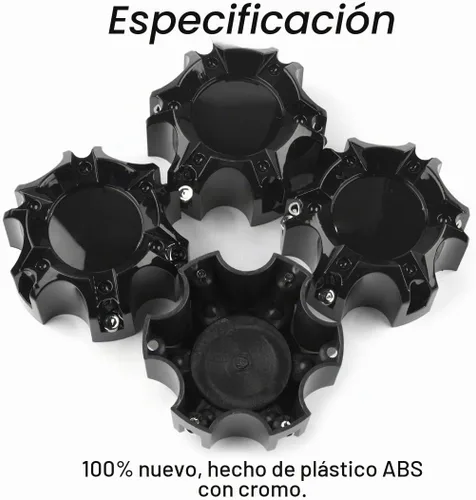 Vista 5 de Tapones centrales de rueda de 4.49 pulgadas para repuesto de cubierta central Ballistic negra, paquete de 4, 6 orejetas