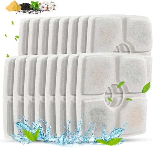 Vista 8 de Comsmart Juego de filtros de fuente para mascotas, 3 filtros de fuente de agua de repuesto para gatos con sistema de filtración triple para fuente