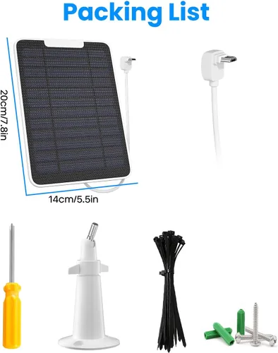Vista 7 de Cargador de panel solar con conexión micro USB compatible con cámara Arlo Essential Spotlight/XL Spotlight, panel solar Arlo Essential de 5 W, cable