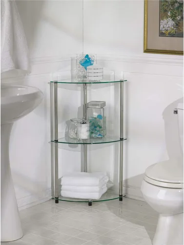 Vista 5 de Convenience Concepts Designs2Go - Estante esquinero de cristal clásico de 3 niveles, cristal