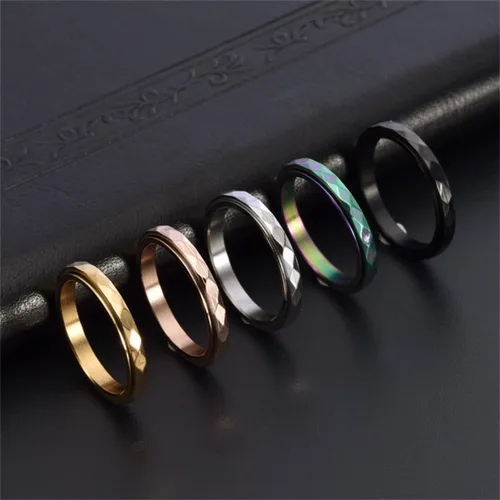 Vista 4 de Nanafast Anillos de ansiedad de acero de titanio de 0.118 pulgadas para mujeres y hombres, anillos multifacéticos para ansiedad, anillos giratorios