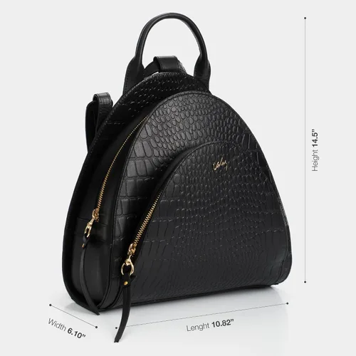 Vista 9 de VELEZ Mini mochila de cuero de grano completo + pequeña cartera negra para mujer