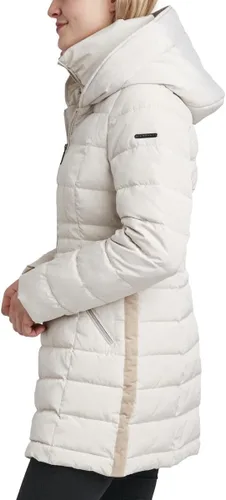 Vista 6 de Laundry by Shelli Segal Women's Windbreaker Puffer Coat Mid-length Fit & Flare Jacket, Side Velvet Tape