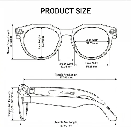 Vista 9 de Lentes inteligentes AI con cámara y video 1080P HD, gafas de grabación de video portátiles, manos libres en primera persona para Vlog en vivo