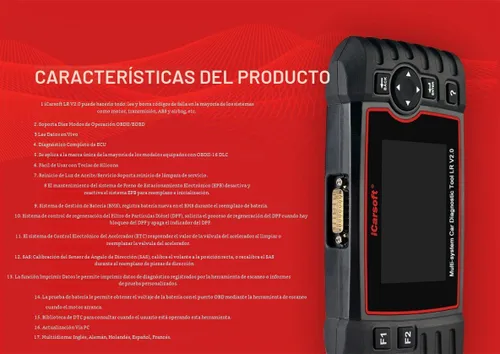 Vista 2 de iCarsoft - Herramienta de diagnóstico profesional multisistema LR V2.0 compatible con Landrover/Jaguar, actualización de reseteo de aceite ABS SRS