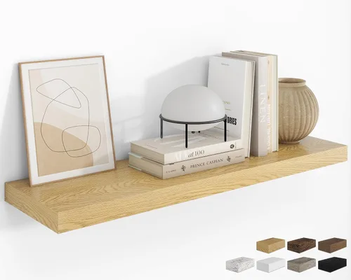Vista 68 de RICHFOCUS Estantes flotantes de 8 pulgadas para estantes cuadrados de pared para dormitorio, cocina, baño, estante flotante de madera rústica