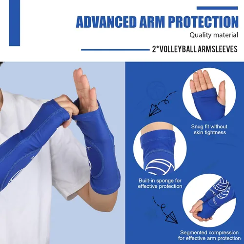 Vista 5 de Shappy 2 piezas de mangas para brazos de voleibol, mangas para antebrazos, almohadillas para brazos de voleibol para niños, niñas, adolescentes