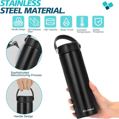 Vista 2 de Medineed Estuche de viaje para insulina aprobado por la TSA, enfriador portátil de medicamentos con paquetes de hielo, organizador de viaje Negro