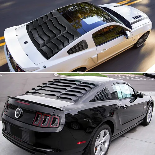 Vista 4 de Rejillas para ventanas laterales traseras para Ford Mustang 2005 2006 2007 2008 2009 2010 2011 2012 2013 2014 Cubierta de protección solar