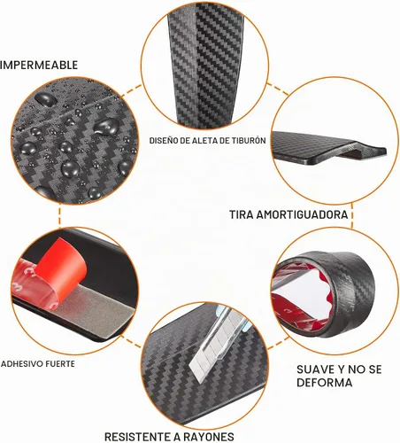 Vista 3 de TOMALL 2 calcomanías universales de fibra de carbono Protecor para esquinas de automóvil para parachoques delantero y trasero, protector