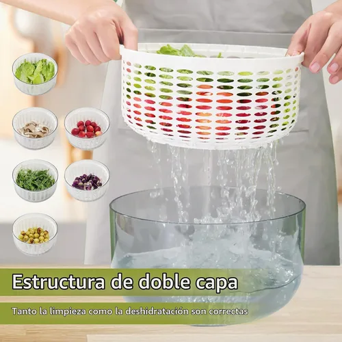 Vista 5 de Molinillo eléctrico de ensalada, 6 L, secadora de verduras de ensalada de gran capacidad, lavadora de ensalada de frutas, secadora para el hogar