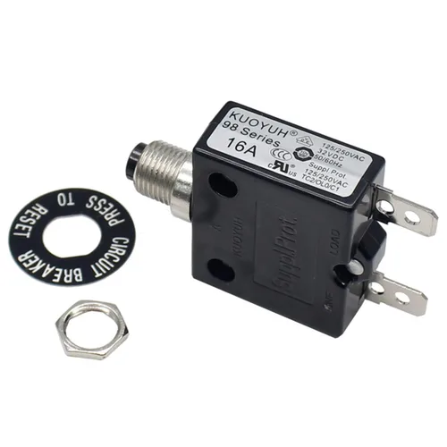Vista 16 de Disyuntor térmico genuino 3A 125/250VCA 32VDC serie 98 pulsador para restablecer interruptor de sobrecarga térmica con terminales de conexión rápida