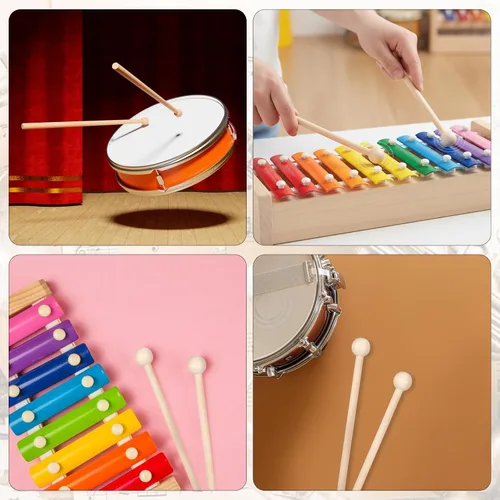 Vista 7 de 2 mazos de xilófono de madera, palos de percusión de 7.5 pulgadas para xilófono Glockenspiel Bell Timbre tambor de madera