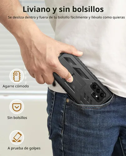 Vista 8 de FNTCASE - Funda para Samsung Galaxy S22 Ultra, protector de pantalla integrado, color negro Rugged Kickstand, 20FT Military-Grade Drop Protection