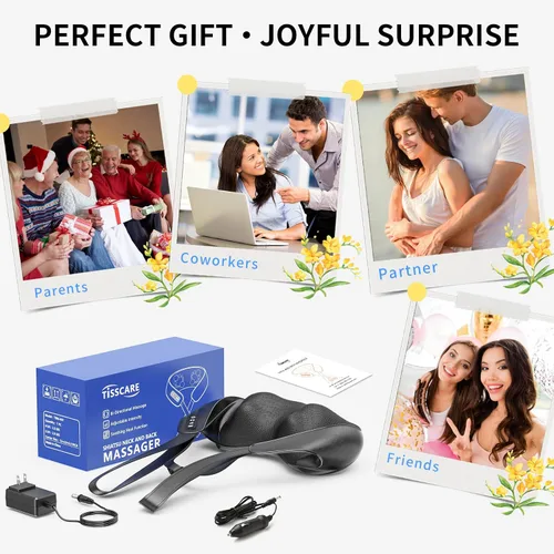 Vista 9 de TISSCARE Masajeador Shiatsu de Cuello para Alivio del Dolor de Tejido Profundo, Masajeador de Espalda con Calor, Masajeador Eléctrico de Amasamiento