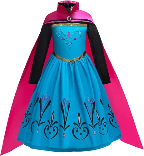 Vista 2 de Eledobby Frozen Anna Dress for Girls Anna Coronation Costume Halloween Birthday Party Princess Outfits with Cape Accessories